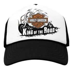 Harley Davidson Motorcycle Black Trucker Snapback Hat